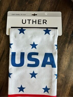 NWT Uther Golf Cart Towel Patriotic Red White Blue USA Waffle Texture
